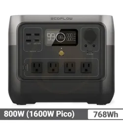 EcoFlow RIVER 2 Pro 800W 768Wh, 800W - Pico 1600W, Carga Rápida y Batería LiFePO Estación de Energía Portátil
