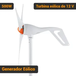 Generador Eólico VEVOR 500W 12V Turbina de Viento 3 Aspas Con Controlador MPPT Kit Con Anemómetro Para Casa RV Granja Blanco