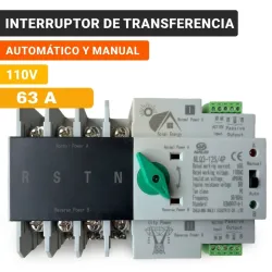 Interruptor De Transferencia Automática (ATS) NLQ3-125 4P 63A Automático Y Manual Para Generador E Inversor.