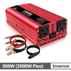 Inversor de Corriente 500W (Pico 2000W) DC 12V a 110V AC