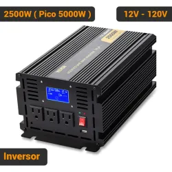 Inversor VEVOR 2500W 5000W Pico Onda Modificada 12V a 120V Con Control Remoto Pantalla LCD Para Auto RV Negro