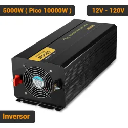 Inversor VEVOR 5000W 10000W Pico Onda Modificada 12V a 120V Con Control Remoto Pantalla LED Para Auto RV Negro