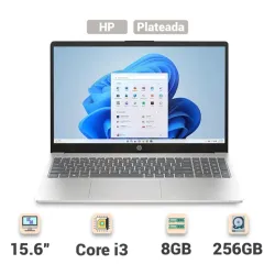 Laptop HP 15.6" Táctil, Intel Core i3 1315U (Modelo: 15-fd0153dx) , 8 GB RAM, 256 GB SSD - Plateada (Nuevo)