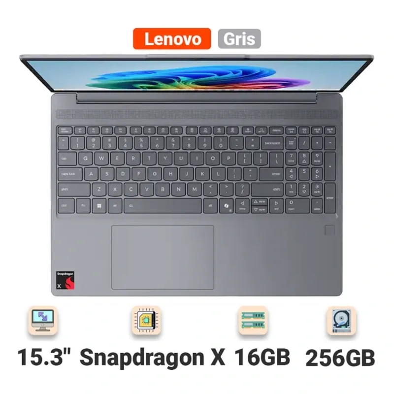 Lenovo IdeaPad Slim 3x 83N30000US Copilot+ PC 15.3" Táctil Snapdragon X 16GB RAM 256GB SSD Luna Gris