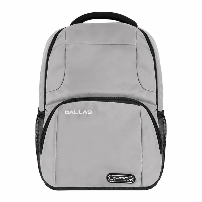 Mochila Unno Tekno Dallas Gris Para Laptop 15.6" Resistente Con Compartimento Acolchado y Bolsillos Múltiples