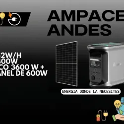 Sistema de Energía Solar AMPACE Andes 1500 + Panel Solar de 600W | 1462Wh - 2400W (Pico 3600W)