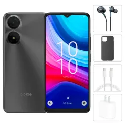 Teléfono Alcatel 3, 3GB + 6GB Ram, Total 9GB Ram, 64GB Almacenamiento, Con Cover, Mica y Audífonos - Gris