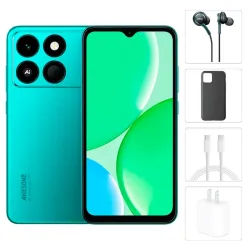 Teléfono Itel A50CS, 2GB Ram, 64GB Almacenamiento, Con Cover, Mica y Audífonos - Verde