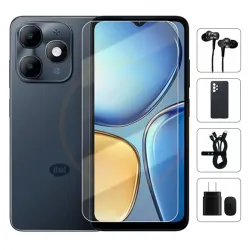 Teléfono Itel A90 A6610L, 3GB Ram Más 5GB Virtual, Total 8GB Ram, 128Gb Almacenamiento, Con Cover, Mica y Audífonos - Negro