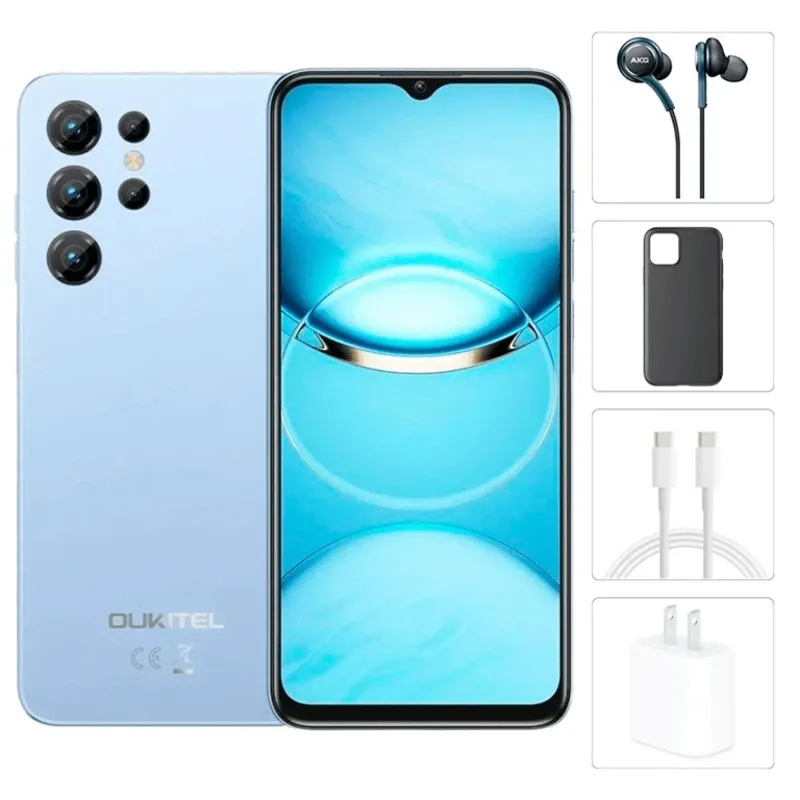 Teléfono Oukitel C1, 4GB, 128GB Almacenamiento, Con Cover, Mica y Audífonos - Azul