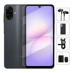 Teléfono Samsung Galaxy A07 EU A075F/DS 4Gb Ram, 128Gb Almacenamiento, Con Cover, Mica y Audífonos - Negro