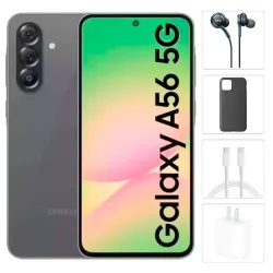 Teléfono Samsung Galaxy A56 5G , 8Gb Ram, 256Gb Almacenamiento, Con Cover, Mica y Audífonos - Negro