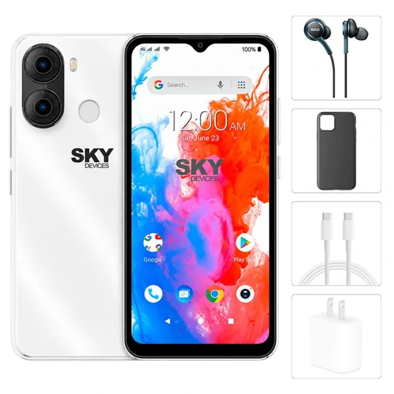 Teléfono Sky 65 Pro, 2GB Ram, 64GB Almacenamiento, Con Cover, Mica y Audífonos - Plateado