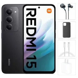 Teléfono Xiaomi Redmi 15, 6Gb Ram, 128Gb Almacenamiento, Con Cover, Mica y Audífonos - Negro