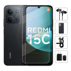 Teléfono Xiaomi Redmi 15C, 6Gb Ram + 6Gb virtual, Total 12Gb, 128Gb Almacenamiento, Con Cover, Mica y Audífonos - Negro