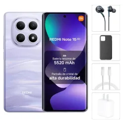 Teléfono Xiaomi Redmi Note 15, 6Gb Ram, 128Gb Almacenamiento, Con Cover, Mica y Audífonos - Morado