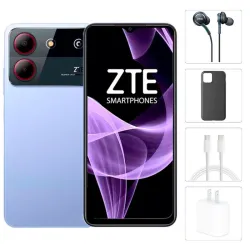 Teléfono ZTE Blade A54 , 4GB Ram + 8GB Virtual, Total 12GB Ram, 64Gb Almacenamiento, Con Cover, Mica y Audífonos - Morado