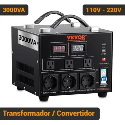 Transformador Convertidor de Voltaje VEVOR 3000VA 110V 220V Step Up Down Automático Negro
