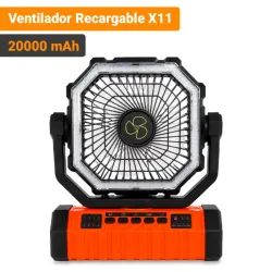 Ventilador Recargable X11 Batería de 20000 mAh y Luz LED