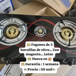 Cocina de gas 3 hornillas vitro 