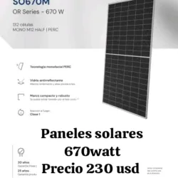 Paneles solares 670watt