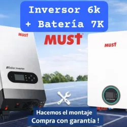 KIT MUST, Inversor 6K + batería LiFePO4 7K con INSTALACIÓN