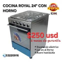 Cocina Royal 24" con Horno y 4 hornillas