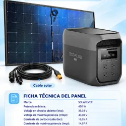 Combo: Delta 3 Max, Panel Solar y Cable