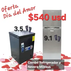 Combo Refrigerador y Nevera Milexus