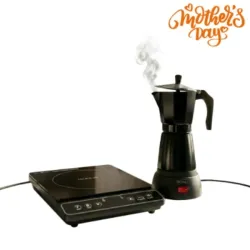 ESTUFA DE INDUCCIÓN SIMPLE MILEXUS + CAFETERA NEGRA