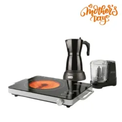 ESTUFA INFRARROJA 1500W ROYAL + CAFETERA ELÉCTRICA NEGRA + MINIPROCESADOR DE ALIMENTOS ROYAL