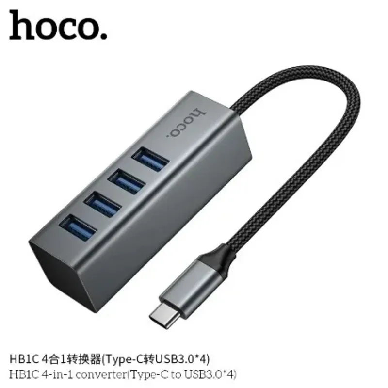 Hoco – Adaptador HB1C 4 en 1 Tipo-C a USB 3.0 con Velocidad 5Gbps