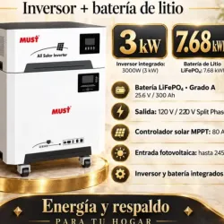 INVERSOR HIBRIDO MUST 3kW / BATERÍA 7kWh (TODO EN UNO)