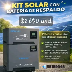 INVERSOR SOLAR MUST 6KW / BATERÍA 14.3KW