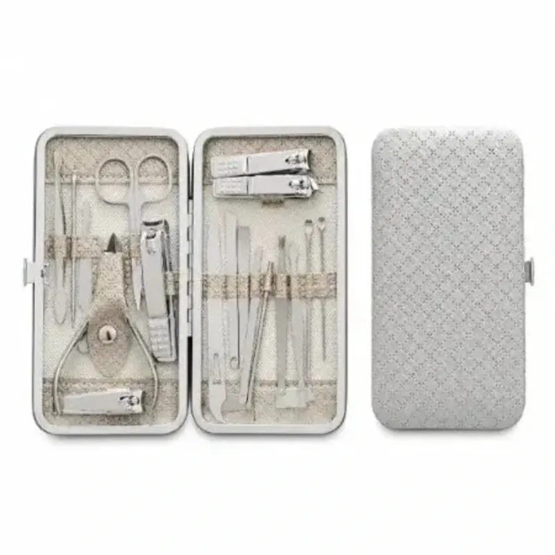 KIT DE MANICURA Y PEDICURA CON ESTUCHE PREMIUM 12 PCS