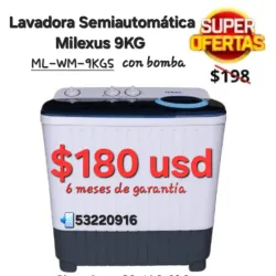 Lavadora Semiautomática Milexus 9KG 