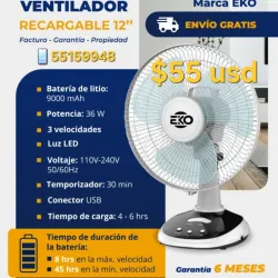 Ventilador Recargable Eko de Mesa 12"