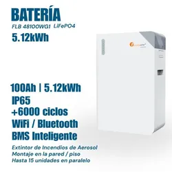 🔥🔥🔋🔋Batería de Litio Felicity Solar FLB48100WG1   🔋 5.12 kWh | 51.2V | 100Ah  ✔ Tecnología LiFePO4 de alta seguridad ✔ Más de 6,000 ciclos de carga y descarga ✔ Profundidad de descarga superior al 95% ✔ Monitoreo remoto mediante WiFi y Bluetooth ✔ BMS inteligente integrado para máxima protección ✔ Protección IP65 para uso en interiores y exteriores ✔ Compatible con los principales inversores del mercado ✔ Expansión hasta 76.8 kWh mediante conexión en paralelo