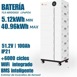 🔥🔥🔋🔋Batería de Litio Felicity Solar FLS48100SG1   🔋 5.12 kWh | 51.2V | 100Ah  ✔ Tecnología LiFePO4 de alta seguridad ✔ Más de 6,000 ciclos de carga ✔ Profundidad de descarga superior al 95% ✔ BMS inteligente integrado ✔ Monitoreo mediante WiFi ✔ Expansión hasta 40.96 kWh (8 baterías) ✔ Compatible con los principales inversores del mercado