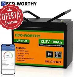 🔋🔋🔋Batería LifeP04 12.8v x 100Ah 1280Wh con BMS con bluetooth para controlar todos los estados de la batería como porciento de carga voltaje etc