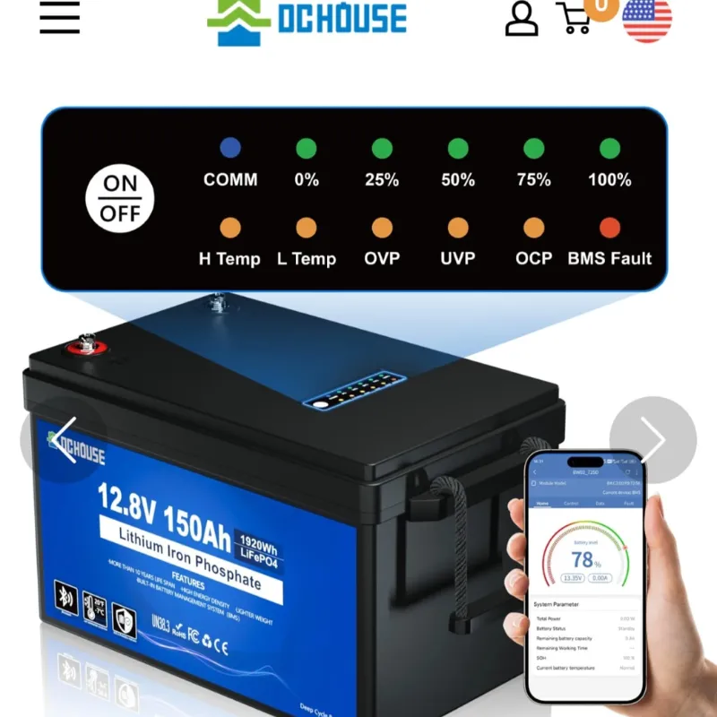 🔋🔋🔋BaterÃa LifeP04 DCHOUSE 12.8v x 150Ah 1920Wh con BMS con bluetooth para controlar todos los estados de la baterÃa como porciento de carga voltaje etc
