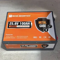 📦😱Batería LifeP04 Eco-Worthy 25.6V 100 Ah  2560 Wh  👉Cuenta Con bluetooth para controlar todos los detalles de la batería x el celular 👉Son de las q van fijadas a la pared