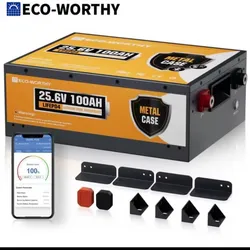 📦😱Batería LifeP04 Eco-Worthy 25.6V 100 Ah  2560 Wh  👉Cuenta Con bluetooth para controlar todos los detalles de la batería x el celular 👉Son de las q van fijadas a la pared