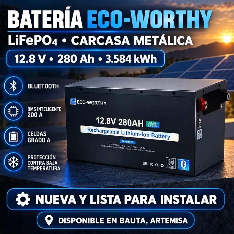 🔋🔋🔋BaterÃa LifeP04 Edición Limitada Metal Case 12.8V 280Ah 3584Wh Con + de 15 mil ciclos de carga de vida útil Bms con Bluetooth para monitorear los estados de la baterÃa como carga consumo etc