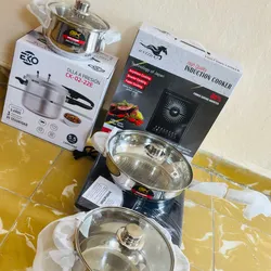 😱😱😱Combo De Hornilla de inducción + Juegos de Carderos + Olla de presión 3 válvulas 