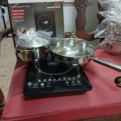 Combo de hornilla de inducción y juego de caldero y sartén 