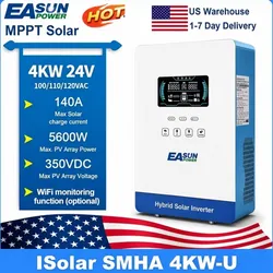 📦😱Inversor Híbrido EASun Power    4Kw 24V 120v 140Ah Carga Solar