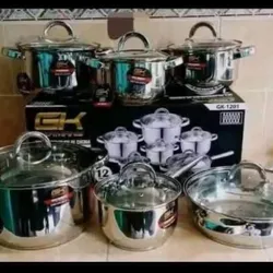 Juegos de calderos y sartén de acero inoxidable con sus tapas sirven para Induccion Inflarojo gas hornillas eléctricas