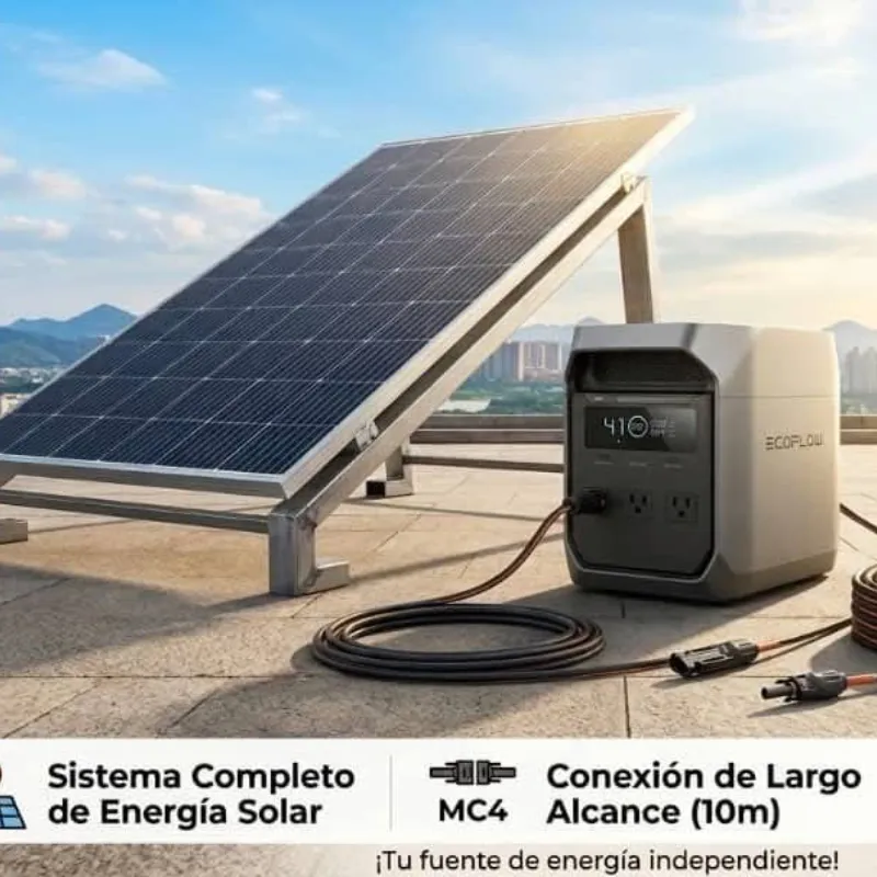 ⚡⚡☀️☀️Kit de EcoFlow + Panel Solar + Base para el Panel + cable Solar 10m + Montaje Incluido