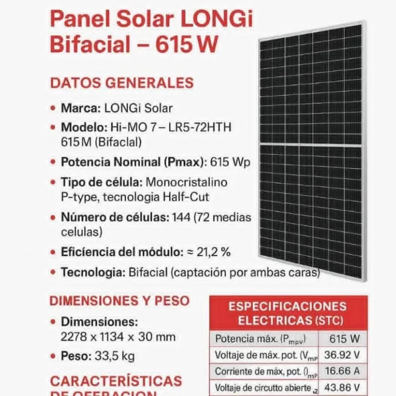 ☀️☀️☀️Paneles Solares Longi 615W
